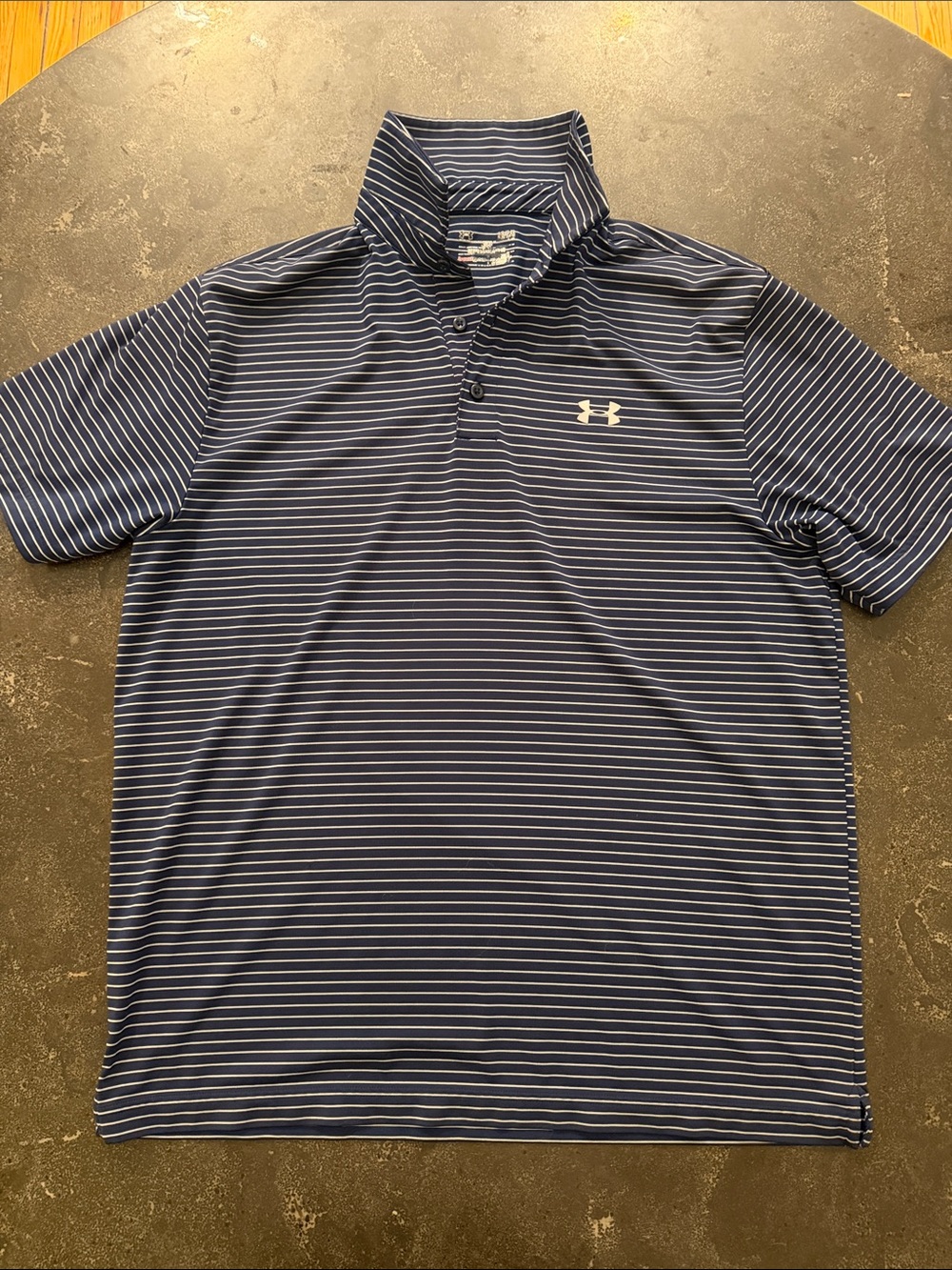 Under Armour Navy and White Striped Men’s Polo
